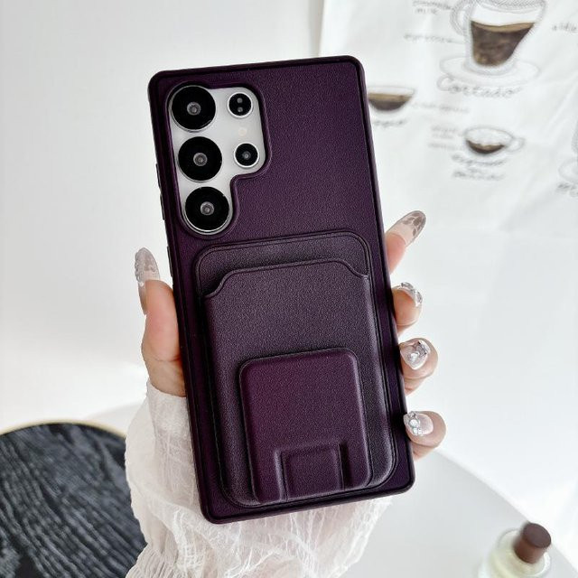 Unsichtbare Samsung Handyhülle mit Klappständer und Kartensteckplatz in Purple für Galaxy S25 S24 S23 Ultra Plus FE A56 A55 A54 A36 A35 A17 A16 A15 5G - Bild 1
