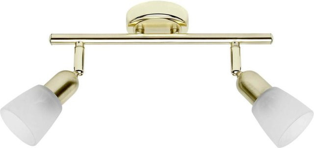 Brilliant Sofia Spotrohr Deckenlampe in Messing und Weiß-Alabaster mit zwei schwenkbaren Köpfen und E14 Fassung - Bild 1