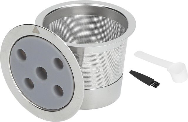 TOMTOP JMS 5-Loch Mehrweg-Kaffeepadfilter aus Edelstahl mit Pinsellöffel in Weiß - Bild 1