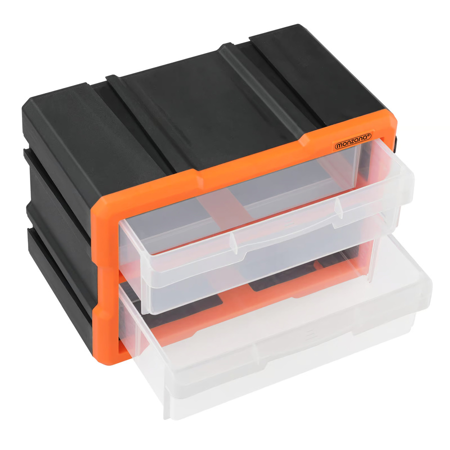 Sortimentskasten MW1802 von MONZANA mit 4 Fächern, Mehrfarbig (Orange, Grau), B/T/H: 29,5 x 16,0 x 19,5 cm - Bild 2