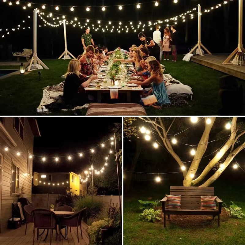 Solar-LED-Lichterkette mit 60 Kristallkugel-Elementen in Transparent, IP65 wasserdicht, 8 Beleuchtungsmodi für Garten und Party-Dekoration - Bild 5