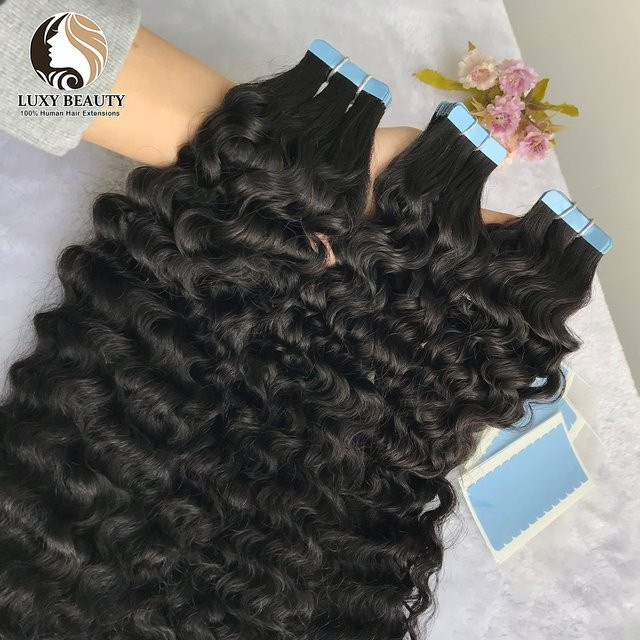 Luxy Beauty Haarverlängerung Wasserwellen, Brasilianisches Remy Echthaar, Schwarz, 20 Stück - Bild 1
