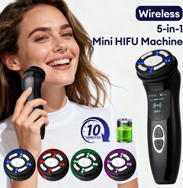 Foreverlily 5-in-1 Mini-HIFU-Massagegerät, Unisex, Gesicht - Bild 1