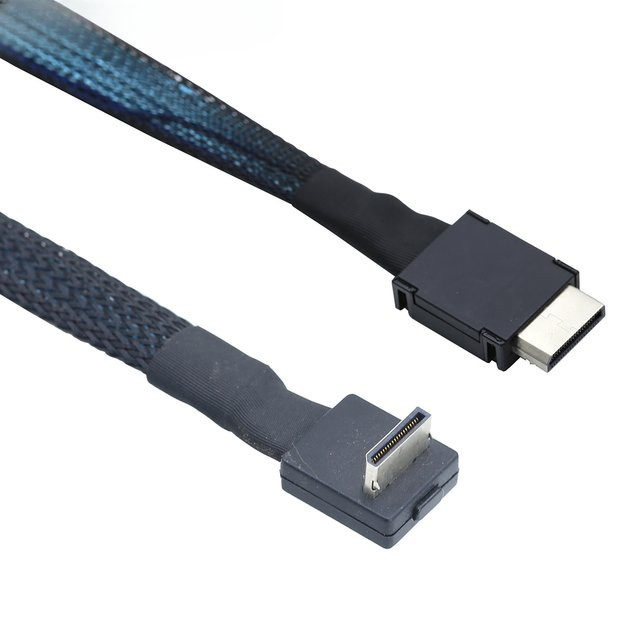 OcuLink PCIe SFF-8611 4i 42P auf OcuLink SFF-8611 4I 90 Grad SSD-Datenkabel in Schwarz - Bild 1