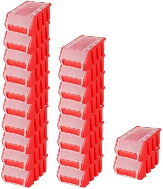 PROREGAL SuperSparSet mit 20 Sichtlagerboxen inklusive Deckel, Farbe Rot, H x B x T: 7,5 x 11,6 x 16,1 cm - Bild 1