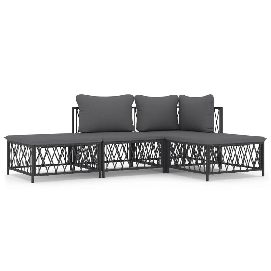vidaXL 4-teiliges Garten-Lounge-Set in Anthrazit mit Kissen aus Textilene und pulverbeschichtetem Stahl - Bild 2