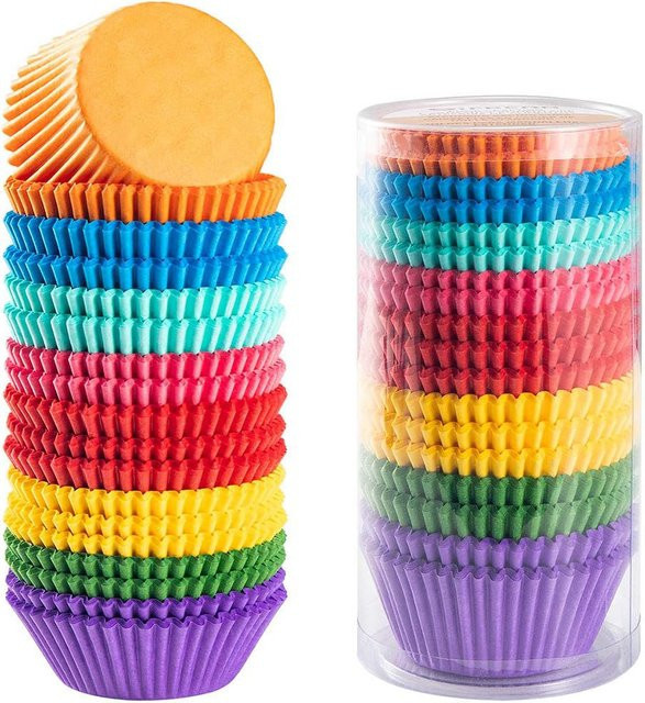 Bunte Backförmchen aus Papier für Cupcakes und Muffins in verschiedenen Farben - Bild 1
