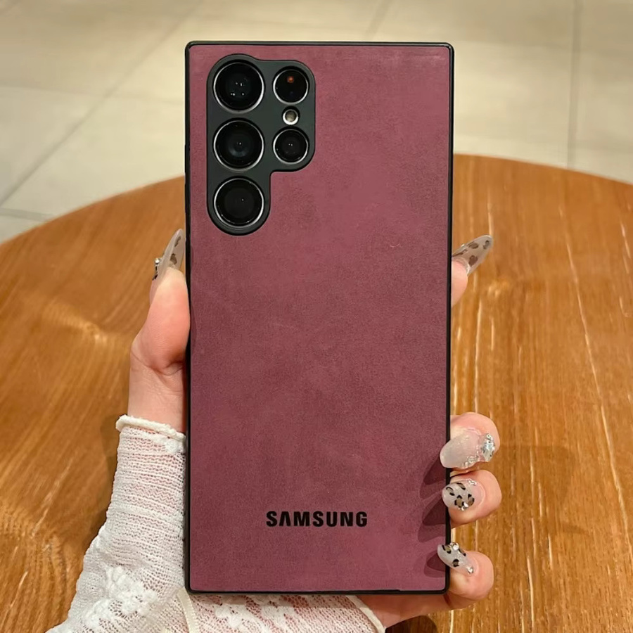 Luxuriöse Lammfell-Schutzhülle für Samsung Galaxy S26 Ultra S25 S24 S23 S22 Ultra Plus S23 FE in Rot mit Kameraschutz - Bild 1