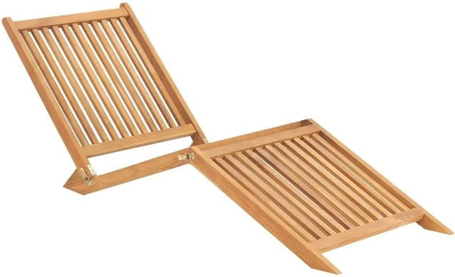 vidaXL Sonnenliege aus Teak-Massivholz in Braun, B/T/H: 160 x 60 x 57 cm - Bild 1