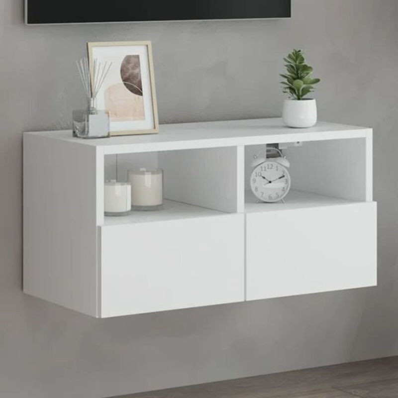 Vidaxl TV-Schrank Modern in Weiß aus Holzwerkstoff mit Drehtüren, B/T/H: 60 x 30 x 30 cm - Bild 1