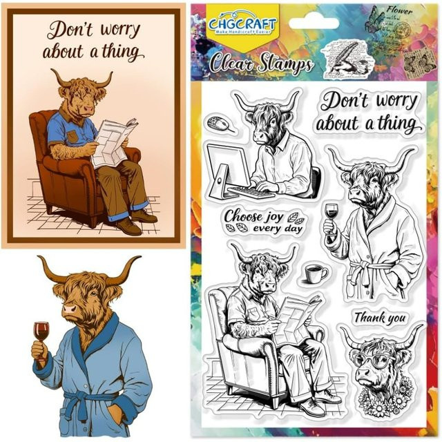 Transparenter Prägestempel mit Highland Cattle Motiv für Kaffeetassen aus Kunststoff - Bild 1