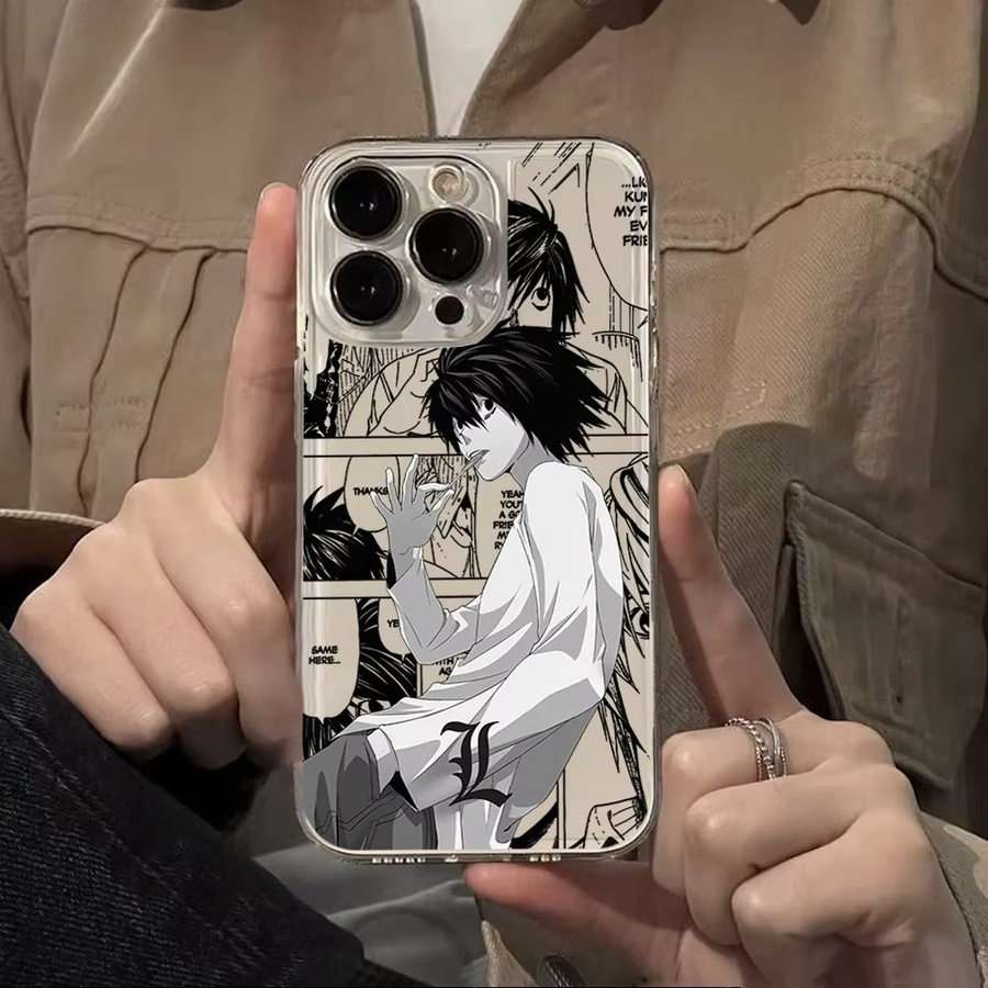 FUNDA Handyhülle L-Lawliet Death Note für iPhone 16 15 14 13 12 Pro Max Plus, stoßfeste weiche Coque, transparent - Bild 4
