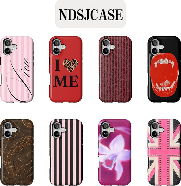 Clmj Retro Bandstreifen Handyhülle für iPhone 11 bis iPhone 17 Pro Max Plus in Multicolour mit doppelschichtiger Rückabdeckung - Bild 1