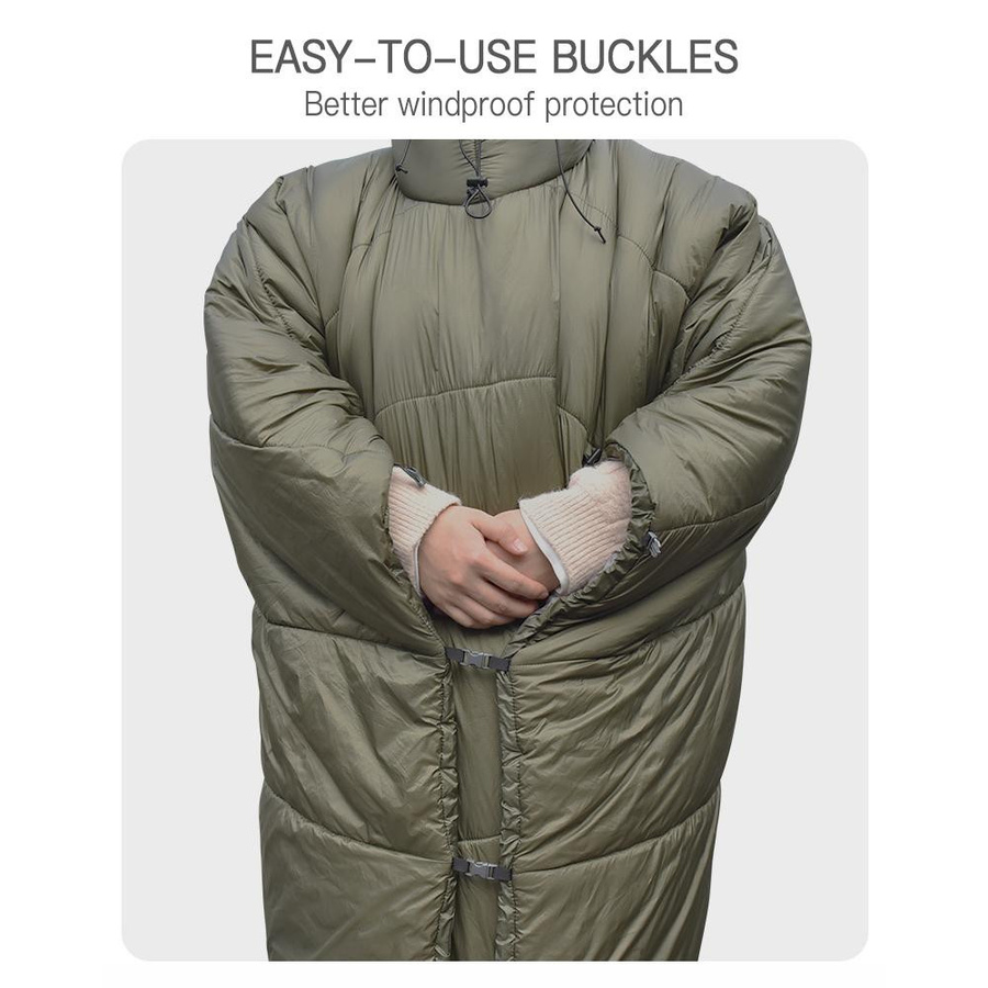 Artleeh Multifunktionale Hängematten-Underquilt im Poncho-Stil für Camping und Wandern, Farbe: Grün - Bild 4