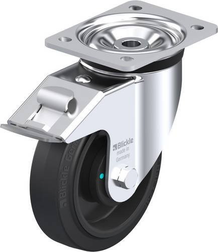 Blickle Lenkrolle LK-POEV 160KAD-FI mit Feststeller in Schwarz und Silber, Rad-Durchmesser: 160 mm, Tragfähigkeit: 400 kg - Bild 1