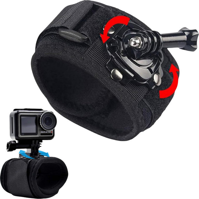 360 Grad drehbare Handgelenkschlaufe für GoPro Hero 12 11 10 9 8 7 6 5 4 3 2 Max Session sowie DJI, AKASO, EKEN und Yi in Schwarz, Silber oder Weiß - Bild 1