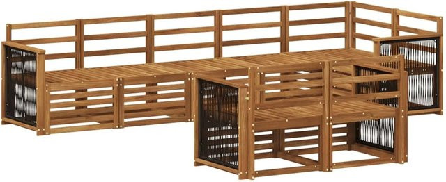 vidaXL Sofagarnitur aus Massivholz Akazie in Braun mit Latten-Design und Armlehnen - Bild 1