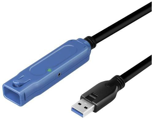 LogiLink USB 3.2 Gen1 Datenkabel mit Signalverstärkung USB-A auf USB-A, Schwarz-Blau, Länge: 10,00 m, UA0177 - Bild 1