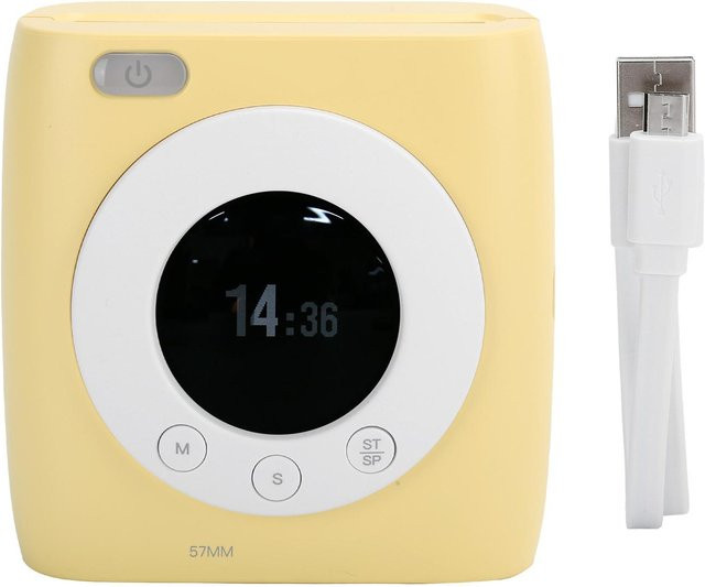 P2S Mini Taschen-Thermaldrucker mit 300DPI, Bluetooth 4.0 und USB-Ladefunktion in Gelb und Schwarz - Bild 1
