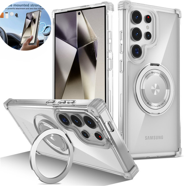 Transparente Magnetische Schutzhülle mit rotierbarem Ringständer für Samsung Galaxy S26 Ultra, S26 Plus und S26, kompatibel mit MagSafe - Bild 1