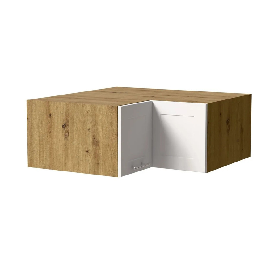 Feldmann-Wohnen Eckaufsatzschrank Oslo Küchenschrank Eiche Artisan und Weiß Matt B/T/H: 90 x 36 x 90 cm - Bild 2