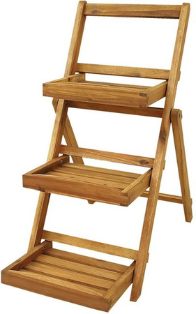 Klappbare Blumentreppe aus Akazienholz von Hardin in Braun, B/T/H: 65 x 40 x 80 cm