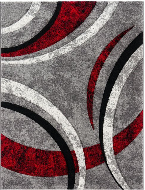 Moderner Teppich Bravo in Rot mit Linienführung, pflegeleicht und unterfahrheizung geeignet, B/T: 240 x 330 cm - Bild 1
