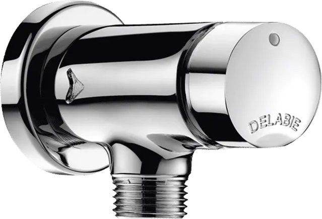 Delabie Urinal-Spülarmatur TEMPOSOFT2 G1/2B Selbstschluss in Silber aus Messing - Bild 1