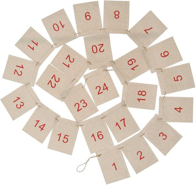 Rico Design Adventskalender Girlande 1-24 in Natur aus Polyester, Länge: 260 cm - Bild 1