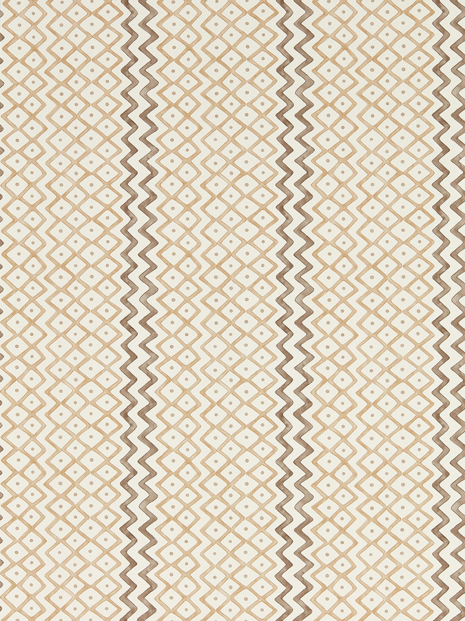 Sanderson Tapete Khes in Shiitake/Cocoa mit geometrischem Muster in Braun und Beige - Bild 1