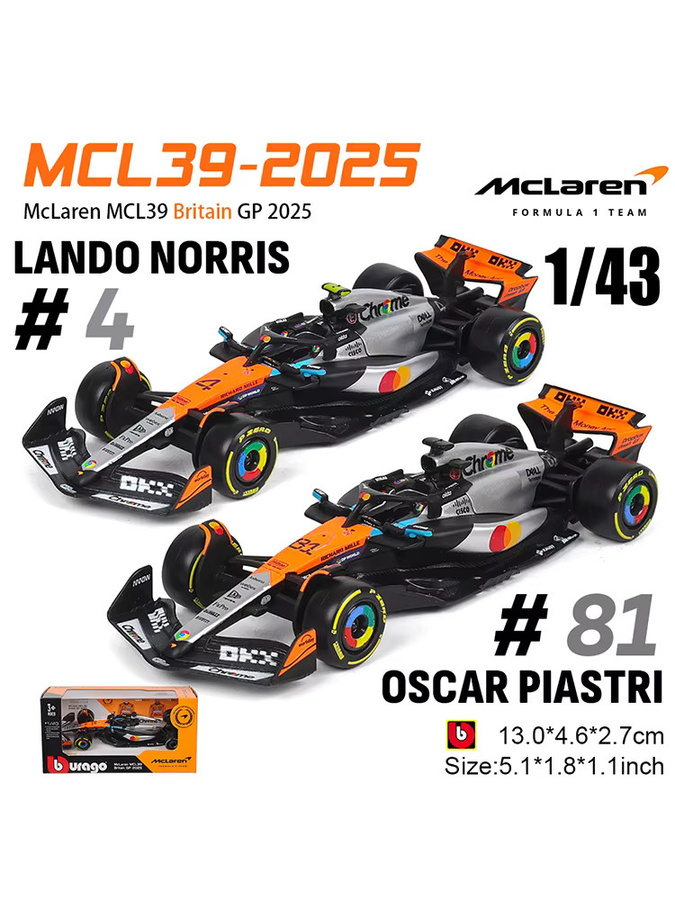 Bburago McLaren F1 2025 UK Station MCL39, Modellauto, 1:43, aus Metall, ab 3 Jahren - Bild 6