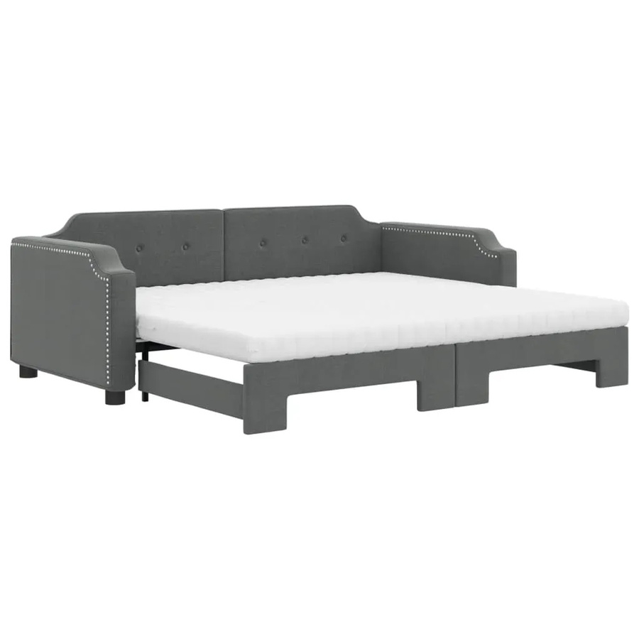 vidaXL Tagesbett ausziehbar mit Matratzen in Dunkelgrau, B/T/H: 200 x 80 x 66,5 cm - Bild 2