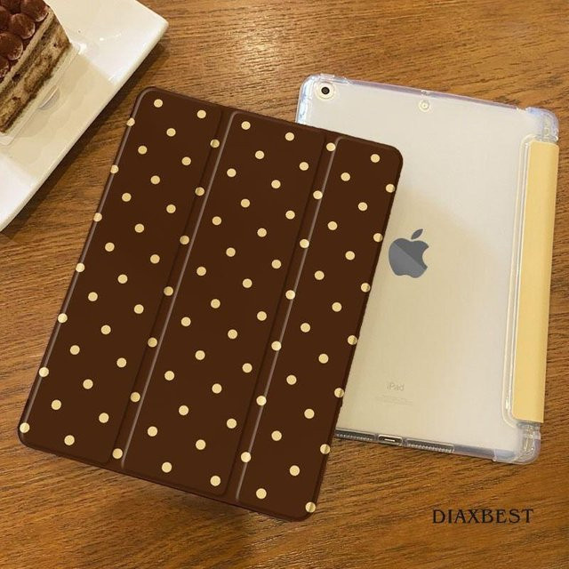Korea Bunte Polka Dots Tablet Hülle für iPad Pro, Air und Mini mit Ständer Abdeckung in Multicolour und Braun - Bild 1