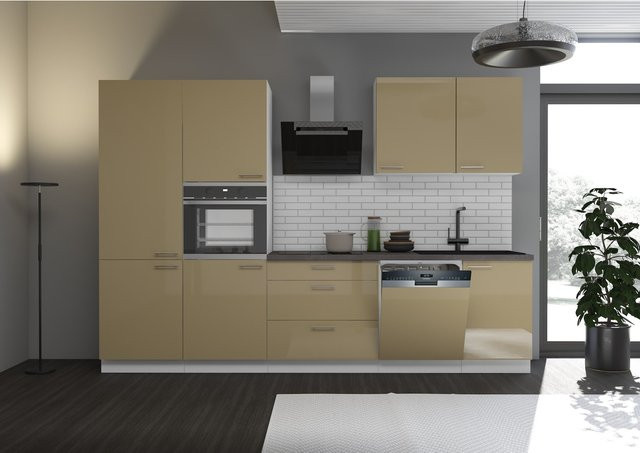 Küchenzeile Lara Singleküche in Cappuccino Hochglanz, moderne Einbauküche - Bild 1