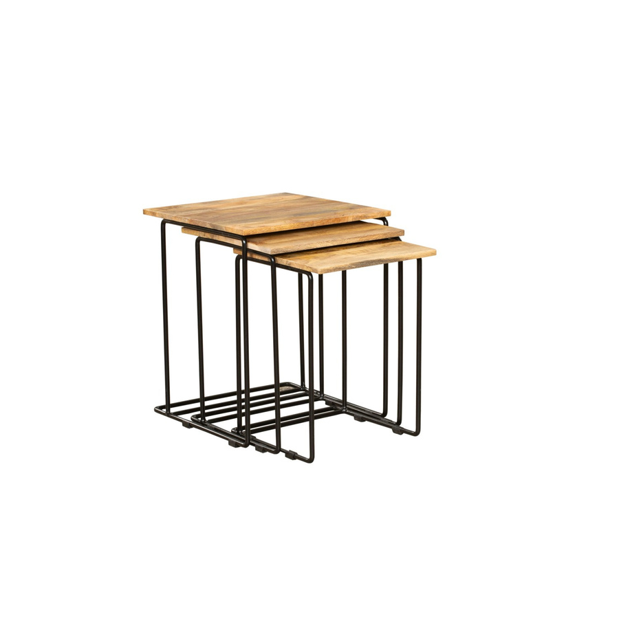 DELUKE Beistelltisch PEER 3er Set aus Mangoholz in Van Dyck Braun, Couchtisch Set B/T/H: 54 x 45 x 45 cm - Bild 2