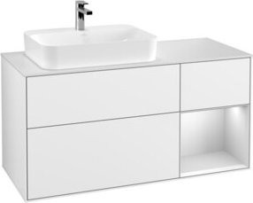 V&B Waschtischunterschrank Finion mit Wandbeleuchtung, Farbe: Weiß lackiert, Breite: 120 cm - Bild 1