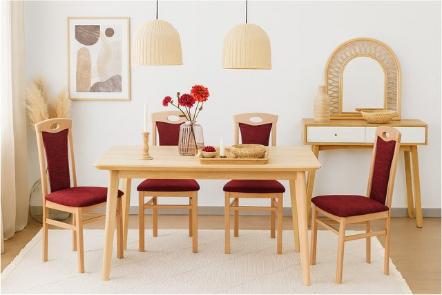 Möbel direkt online Stühle Betty aus Massivholz Buche mit Stoffbezug, 2er Set - Bild 1