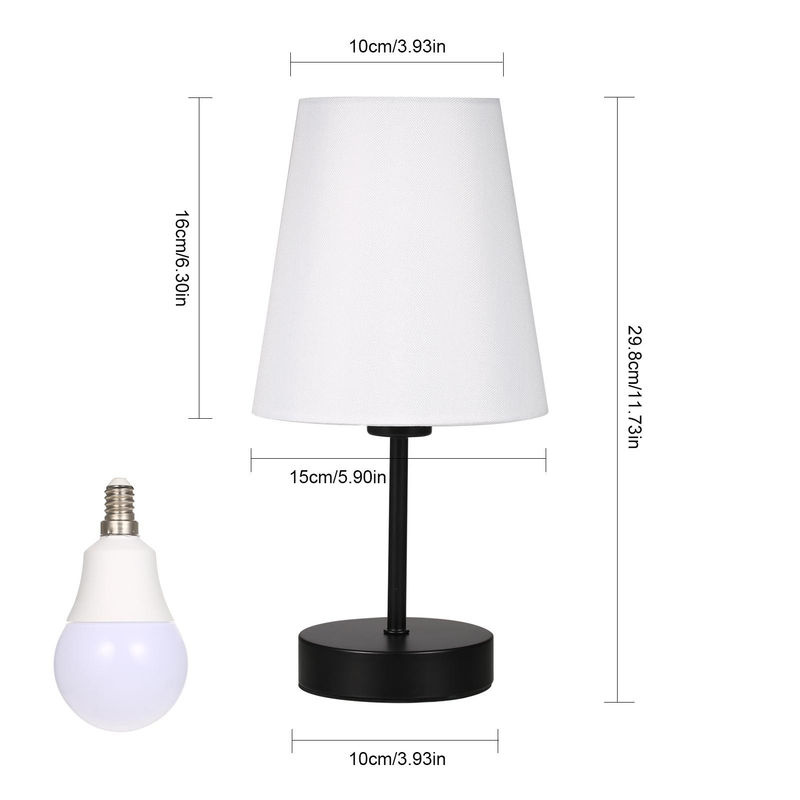 TOMTOP JMS Stoff-Nachttischlampe mit LED, dimmbar und Touch-Steuerung, Schwarz - Bild 2