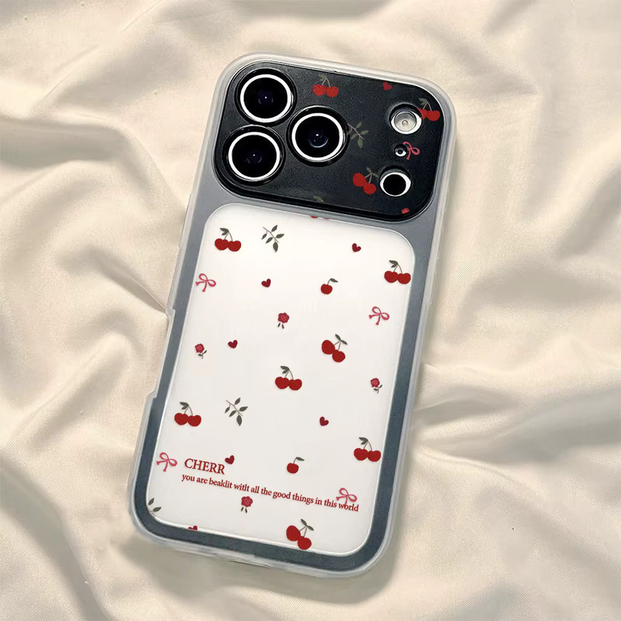 Transparente Handyhülle mit Kawaii Kirschmuster für Apple iPhone 17 Pro Max, 16, 15, 14, 13 – Stoßfeste Schutzhülle mit matter Rückseite - Bild 3