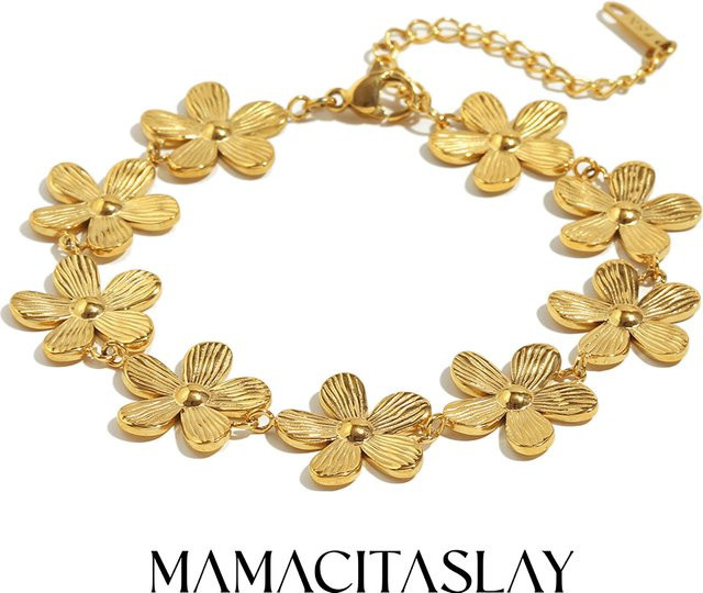 MamacitaSlay Blumenkettenarmband, 18K vergoldet, Edelstahl, Damen - Bild 1