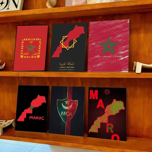 Kayou Selbstklebendes Marokko Karten Flaggen Poster aus Papier, Rechteckig - Bild 1