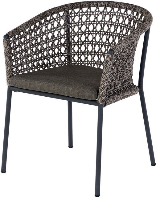 OUTFLEXX Zui Diningsessel in Anthrazit mit Polster, Aluminium und Rope, B/T/H: 66 x 64 x 85 cm - Bild 1