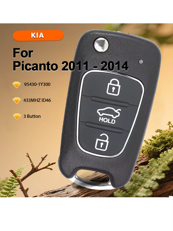 KEYECU Flip-Fernbedienungs-Schlüsselanhänger 95430-1Y300 in Schwarz, 3 Tasten, 433 MHz, ID46-Chip für Kia Picanto 2011 2012 2013 2014 - Bild 4