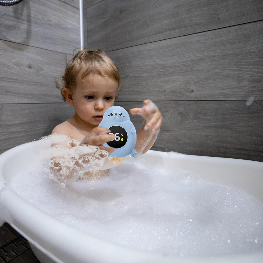 Digitaler Baby Bad Temperatur Monitor mit LED-Anzeige und verbesserter Wasserdichtigkeit in Blau - Bild 2