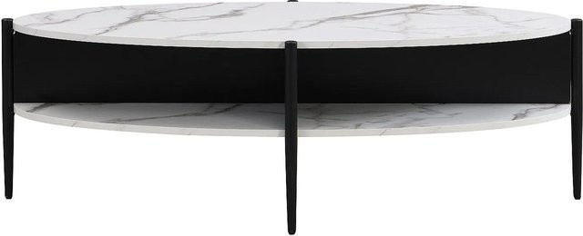 Couchtisch Evaro von Vente-unique in Schwarz und Weiß, oval mit Metallbeinen, Breite: 125 cm - Bild 1