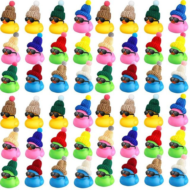 Binchi Mini-Gummi-Enten mit Sonnenbrillen und Hüten, Badezimmer-Spielzeug - Bild 1