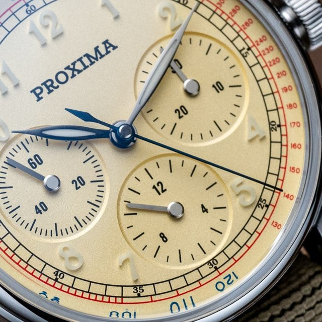 Proxima Chronograph, Herren, Edelstahl, Handaufzug, 39 mm, Silber - Bild 1