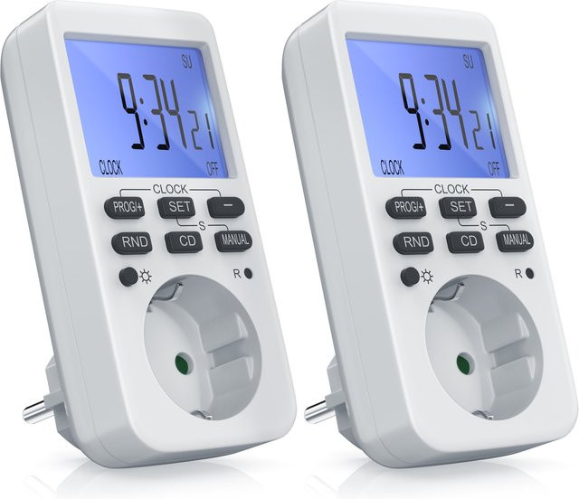 Bearware 2er Set programmierbare Zeitschaltuhr mit LCD Display in Weiß, Steckdosentimer bis max. 3680W - Bild 1