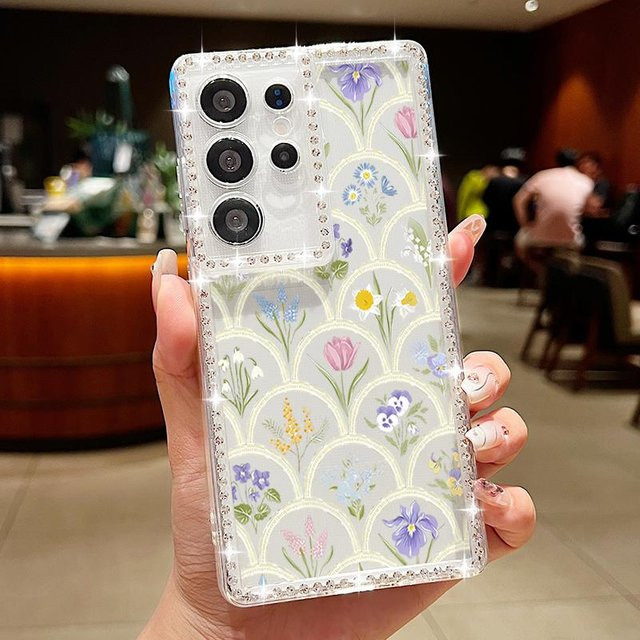 Handyhülle mit Marienkäfer und Blumen Print für Samsung Galaxy S25 S24 S23 S22 Ultra S23 FE A55 A54 A36 A15 A26 A16 in Transparent Multicolour aus TPU - Bild 1