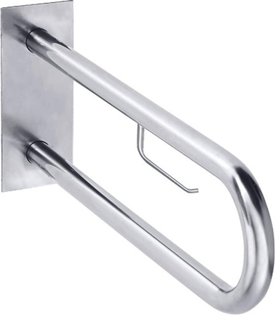 Brillantbad BELP Stützgriff mit Toilettenpapierhalter und Abdeckung aus Edelstahl gebürstet, Farbe Silber, B/T/H: 61,6 x 10,0 x 25,0 cm, 120 kg Traglast - Bild 1